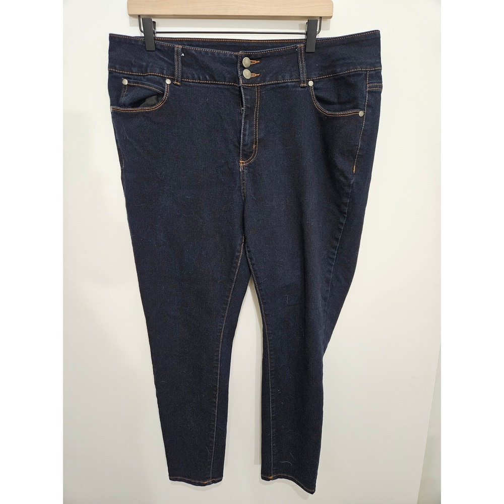 Tahari Womens Size 18W Indigo‎ Blue High Rise Skinny Jeans RN112628